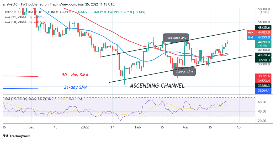 Bitcoin (BTC) Price Prediction: BTC/USD Retests the $45K Overhead Resistance, Can Bulls Breach the Recent High?